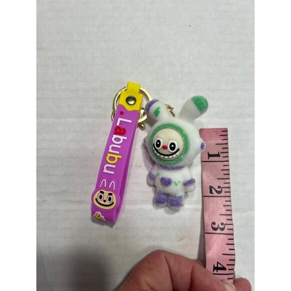 Labubu Keychain With Colorful Bunny Plush And Purple Strap - Picture 2 of 4
